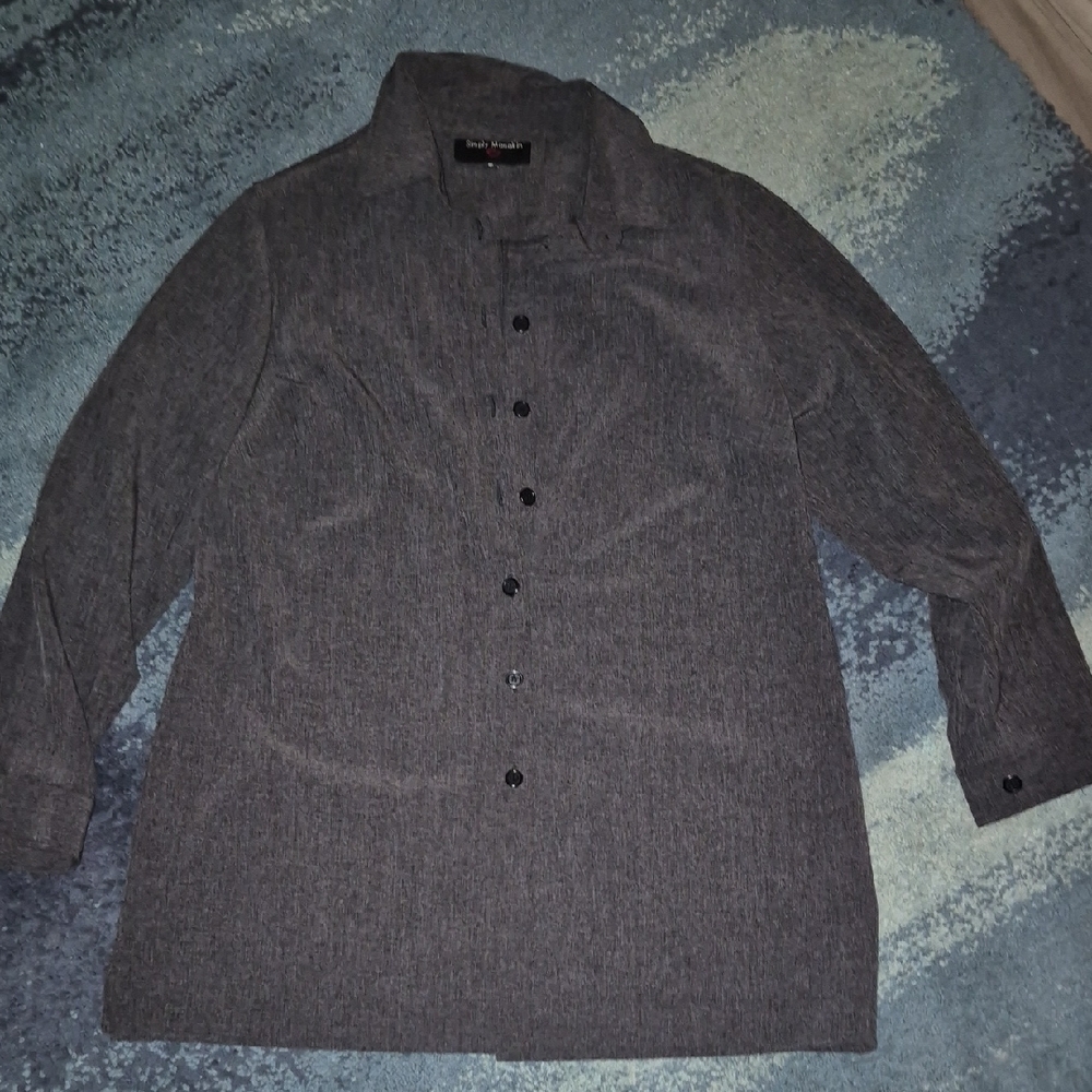 Womens Vintage? Simply Manakin Charcoal Button-Up Shirt/Jacket